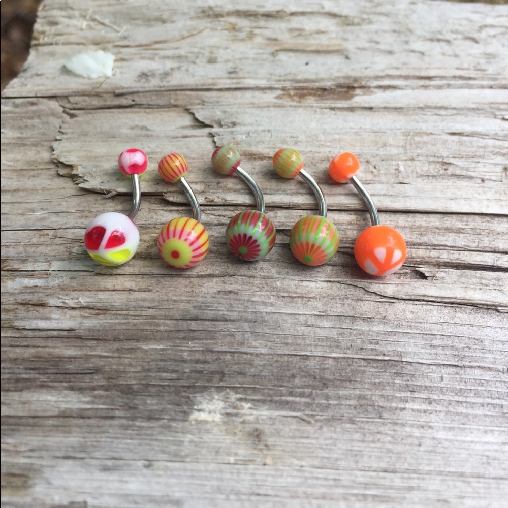 5 Multi-Color Belly Button‎ Navel Rings